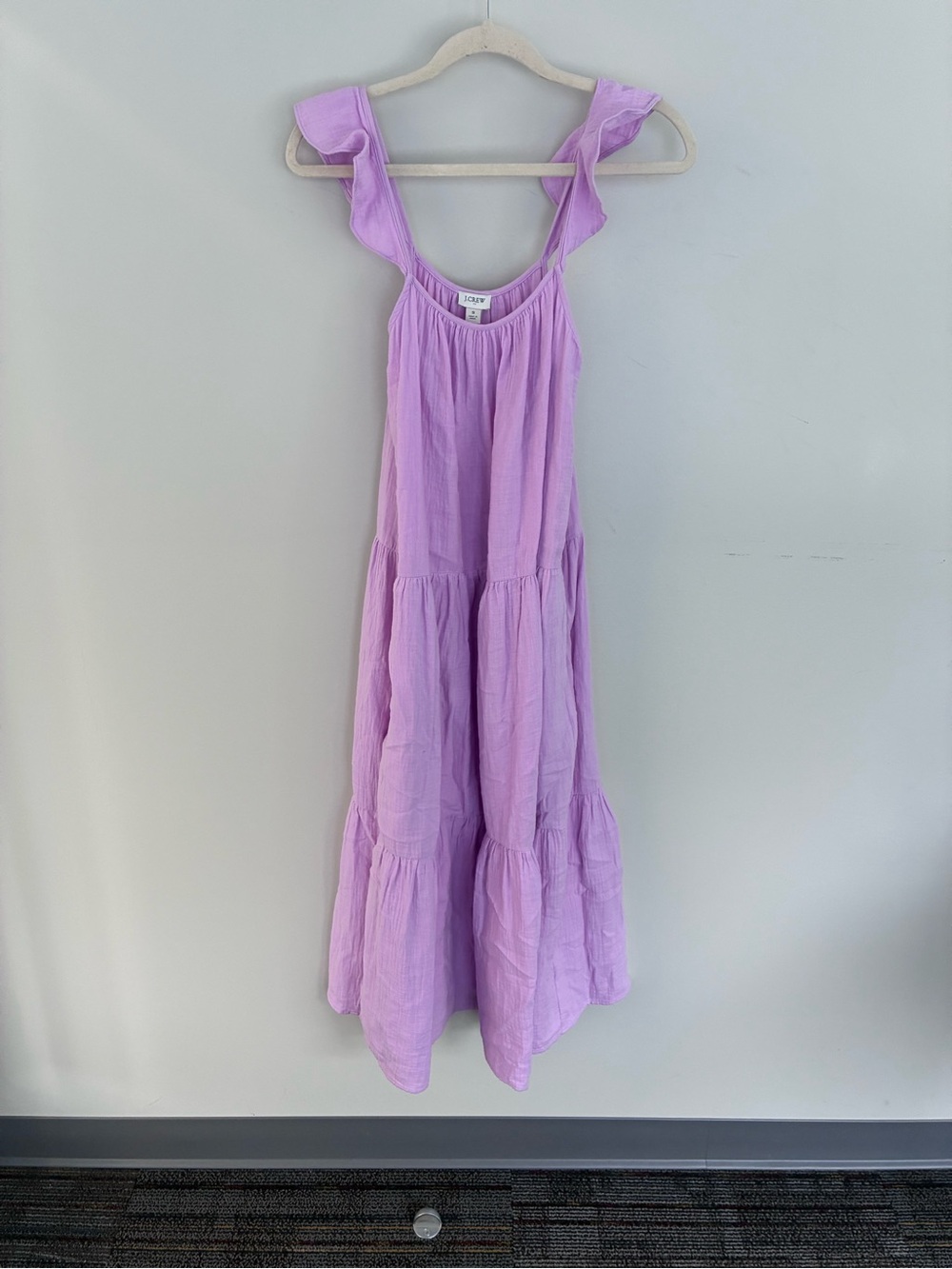 J. Crew Lilac Ruffle Strap Tiered Dress